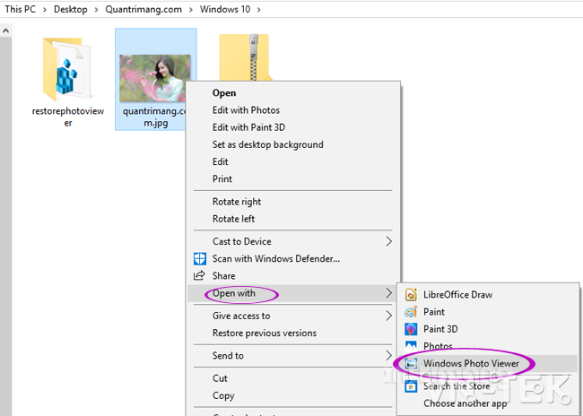 lay lai windows photo Viewer windows 10 2 - Lấy lại Windows Photo Viewer trên Windows 10 giúp xem ảnh nhanh hơn