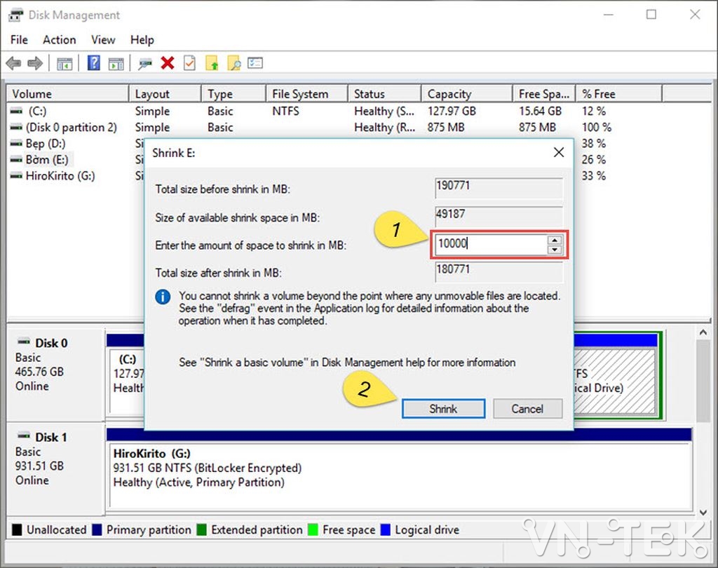 disk management 6 - Hướng dẫn chia và gộp ổ cứng trực tiếp trên Windows