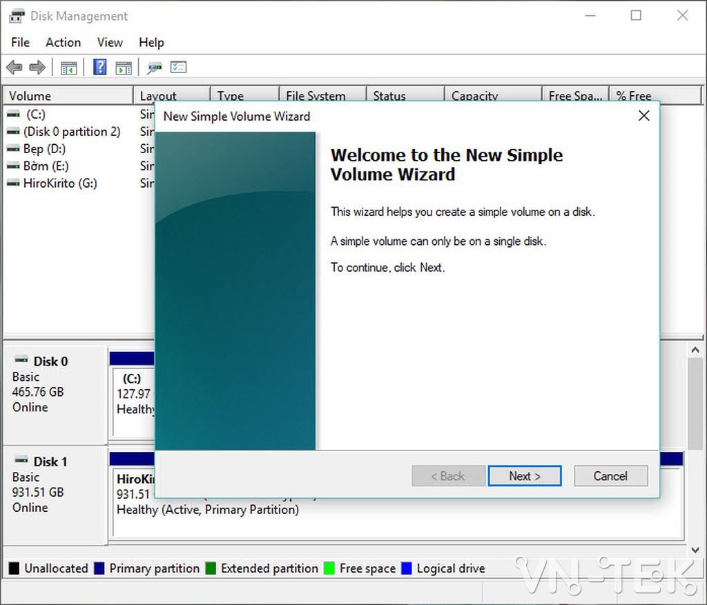 disk management 8 - Hướng dẫn chia và gộp ổ cứng trực tiếp trên Windows