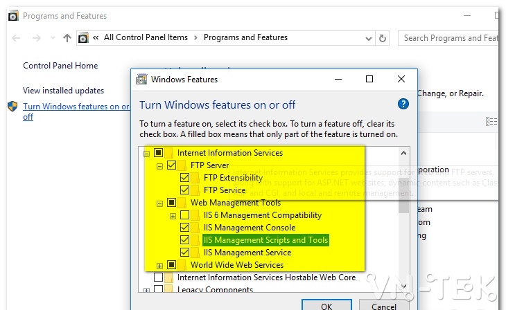 huong dan cai dat IIS trong windows 10 2 - Hướng dẫn cài đặt dịch vụ IIS trên Windows 10