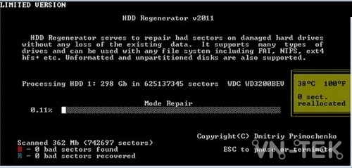 sua bad o cung bang hdd regenerator 6 - Hướng dẫn sửa BAD ổ cứng bằng HDD Regenerator