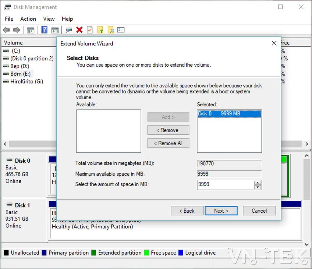 disk management 19 - Hướng dẫn chia và gộp ổ cứng trực tiếp trên Windows