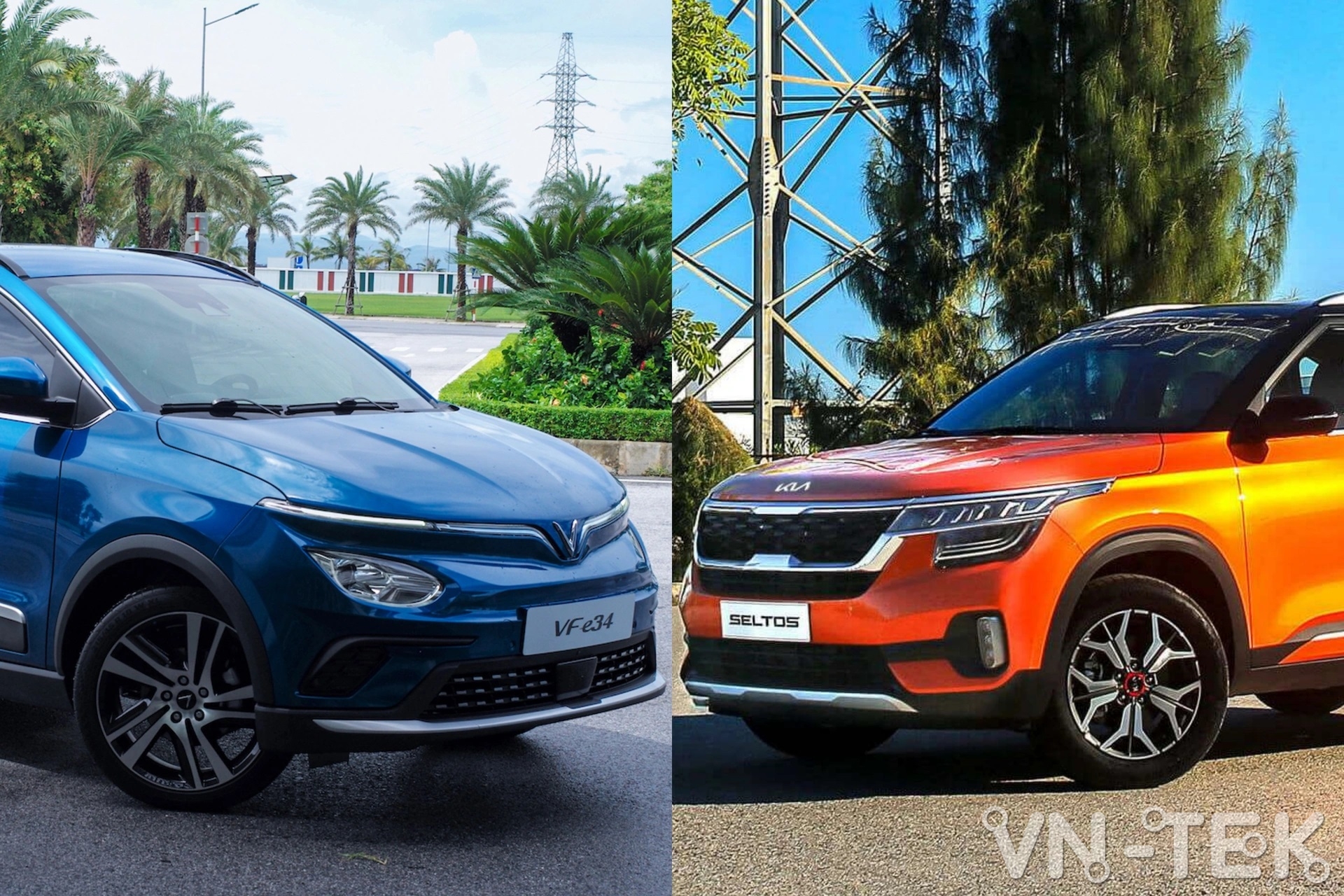 xe dien vs xe xang - VinFast VF e34 vs KIA Seltos xe điện vs xe xăng?